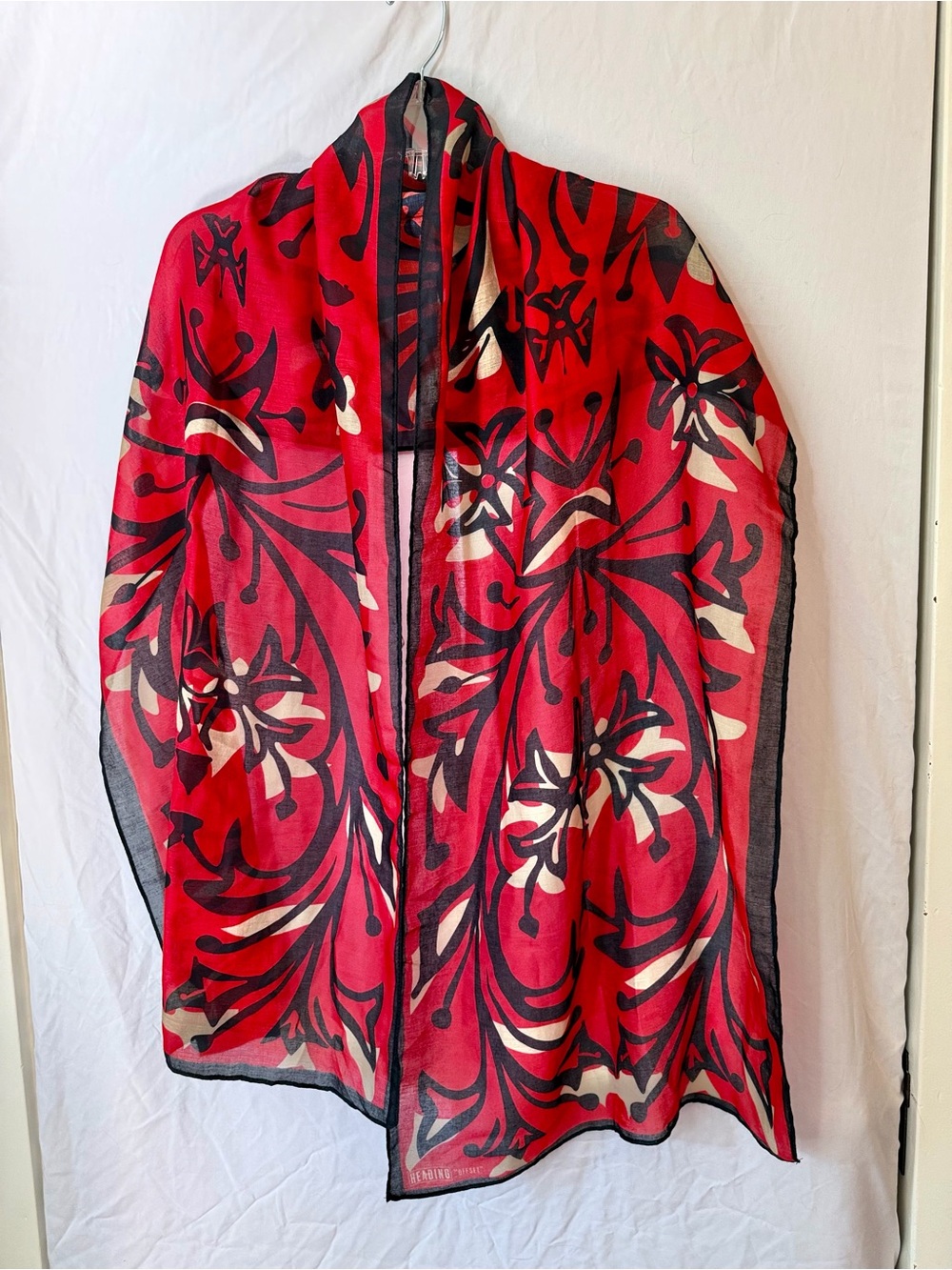 Heading Offset All Season Scarf Red Black Floral Book Inspired
